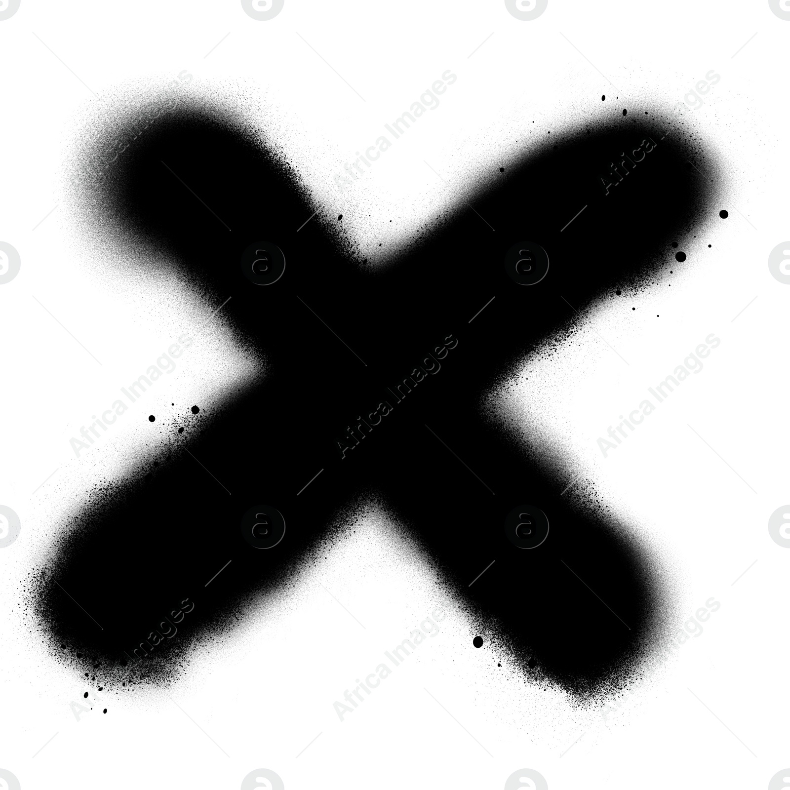 Illustration of Crossed lines drawn by black spray paint on white background
