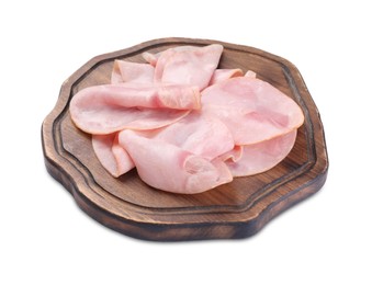 Slices of tasty ham isolated on white