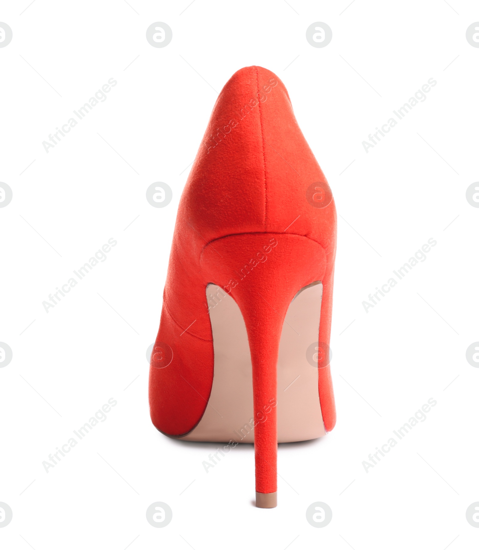 Photo of Stylish high heel shoe on white background