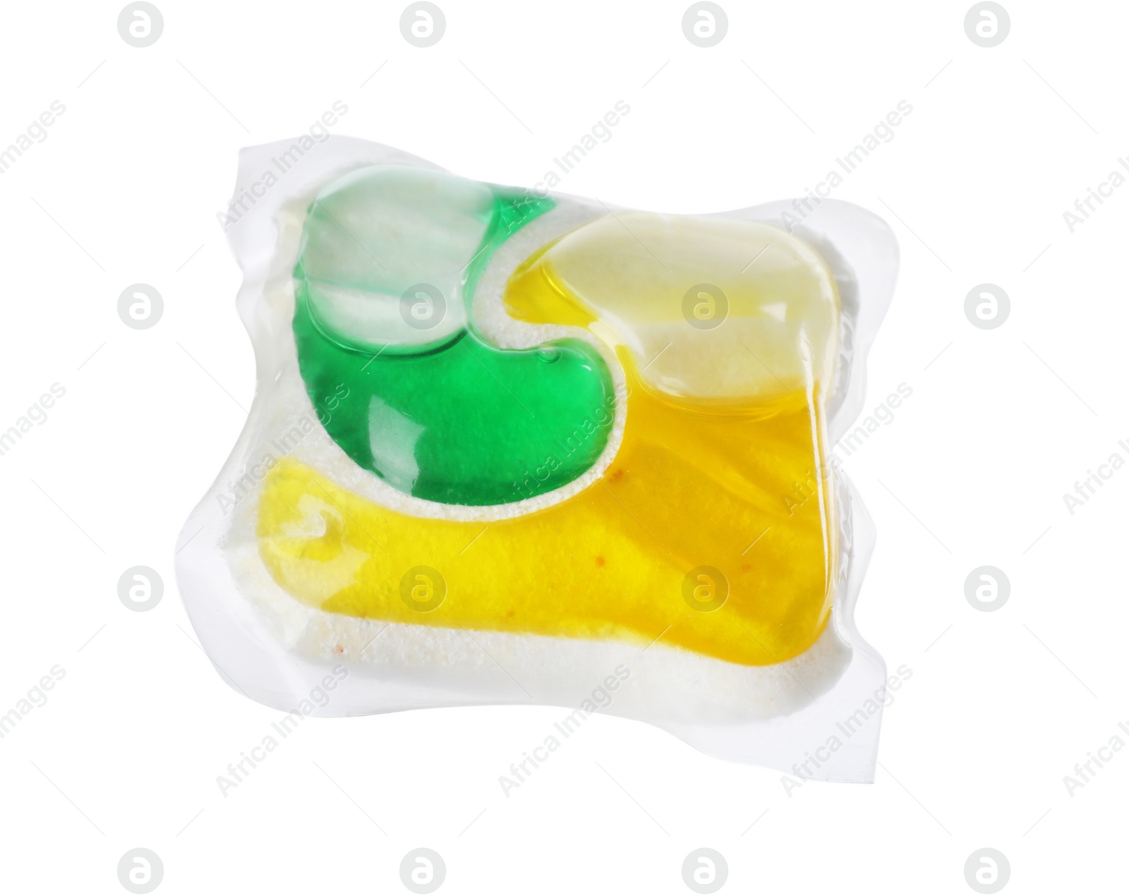 Photo of One dishwasher detergent pod isolated on white