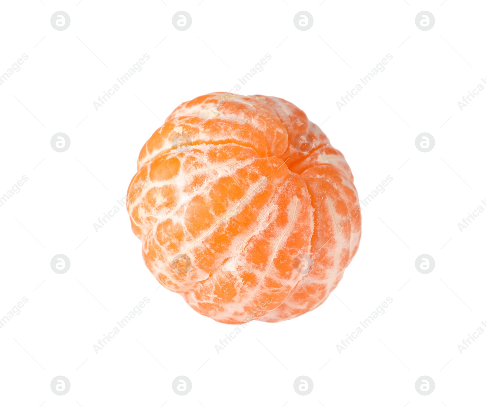 Photo of Peeled fresh ripe tangerine isolated on white