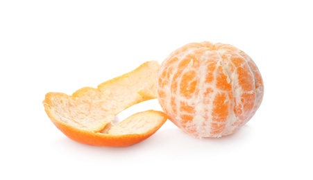 Photo of Fresh ripe tangerine isolated on white. Citrus fruit