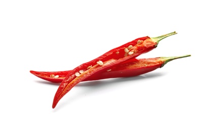 Photo of Fresh red chili pepper on white background