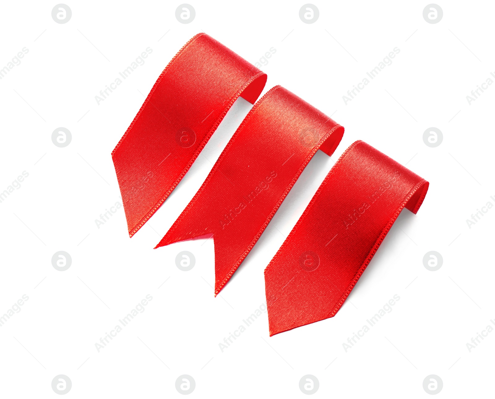 Photo of Beautiful satin ribbons on white background. Decor element