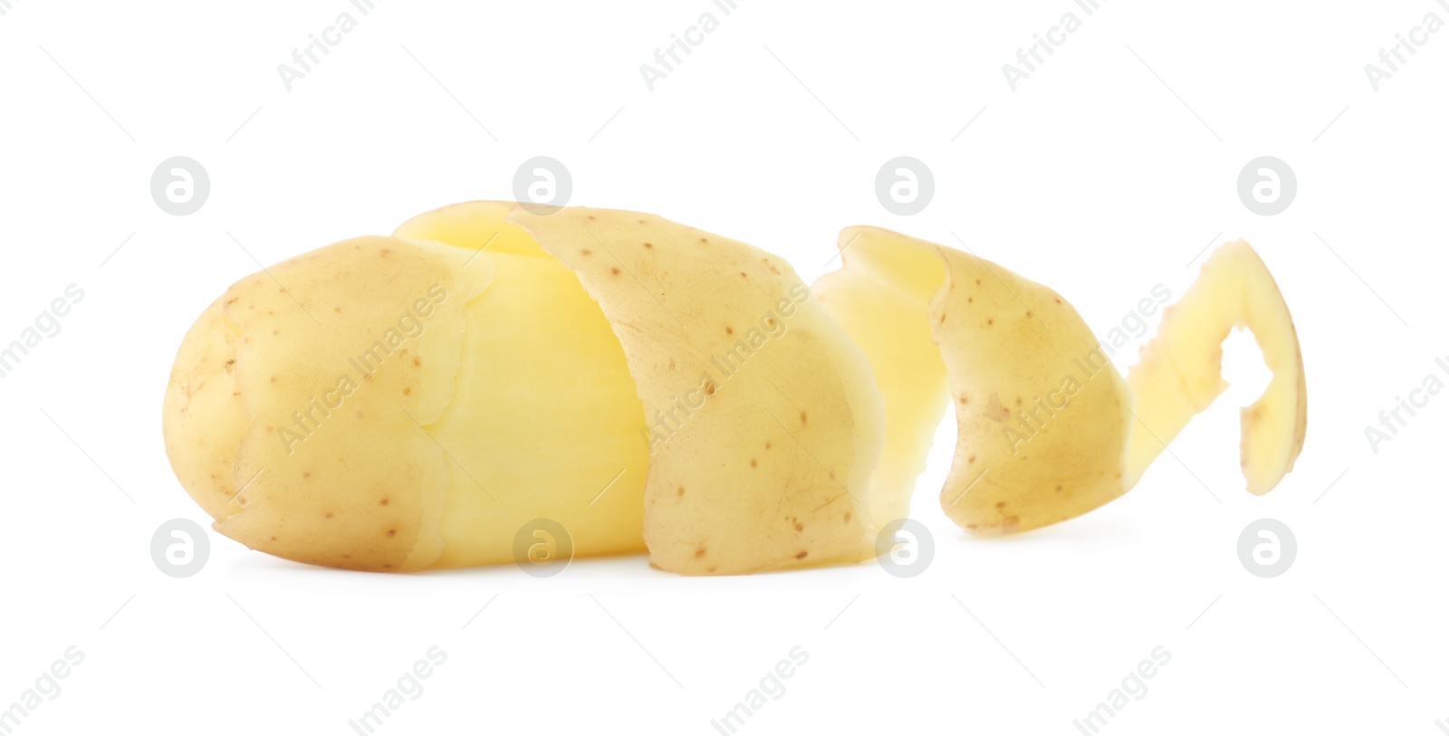 Photo of Peeled fresh raw organic potato isolated on white