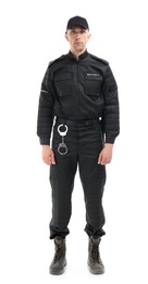 Photo of Male security guard in uniform on white background