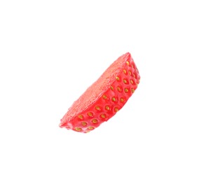 Piece of delicious ripe strawberry isolated on white