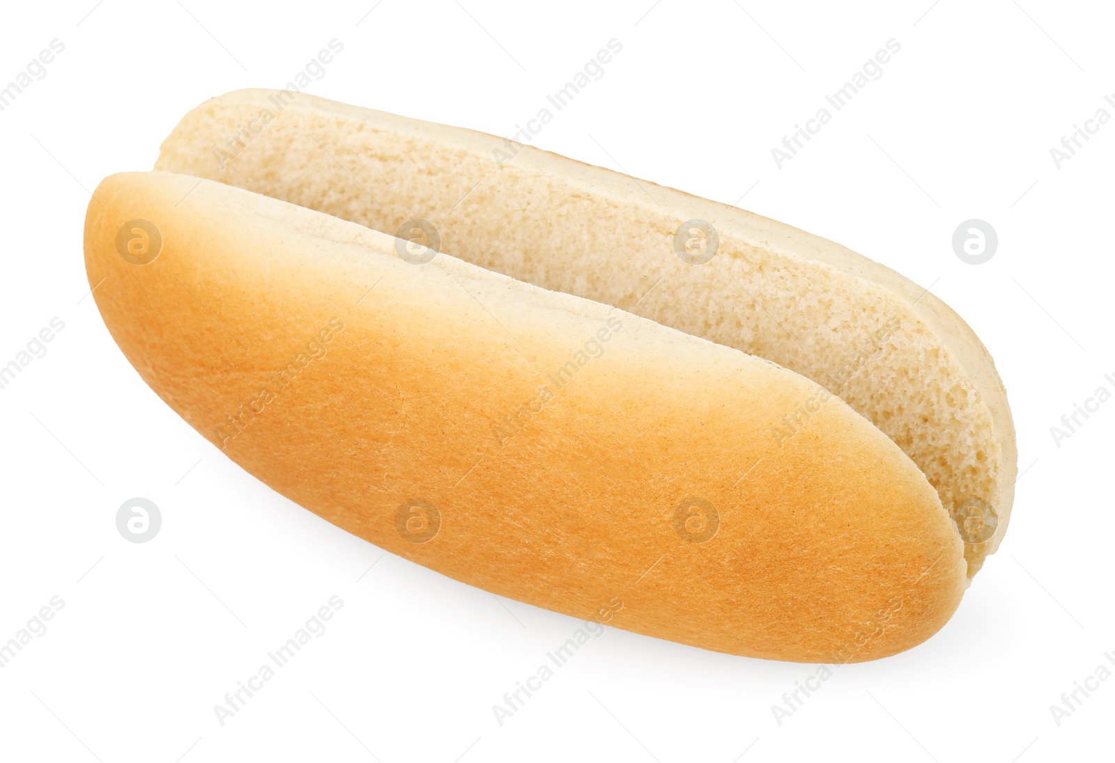 Photo of One fresh hot dog bun isolated on white