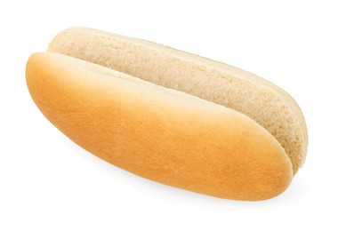 One fresh hot dog bun isolated on white