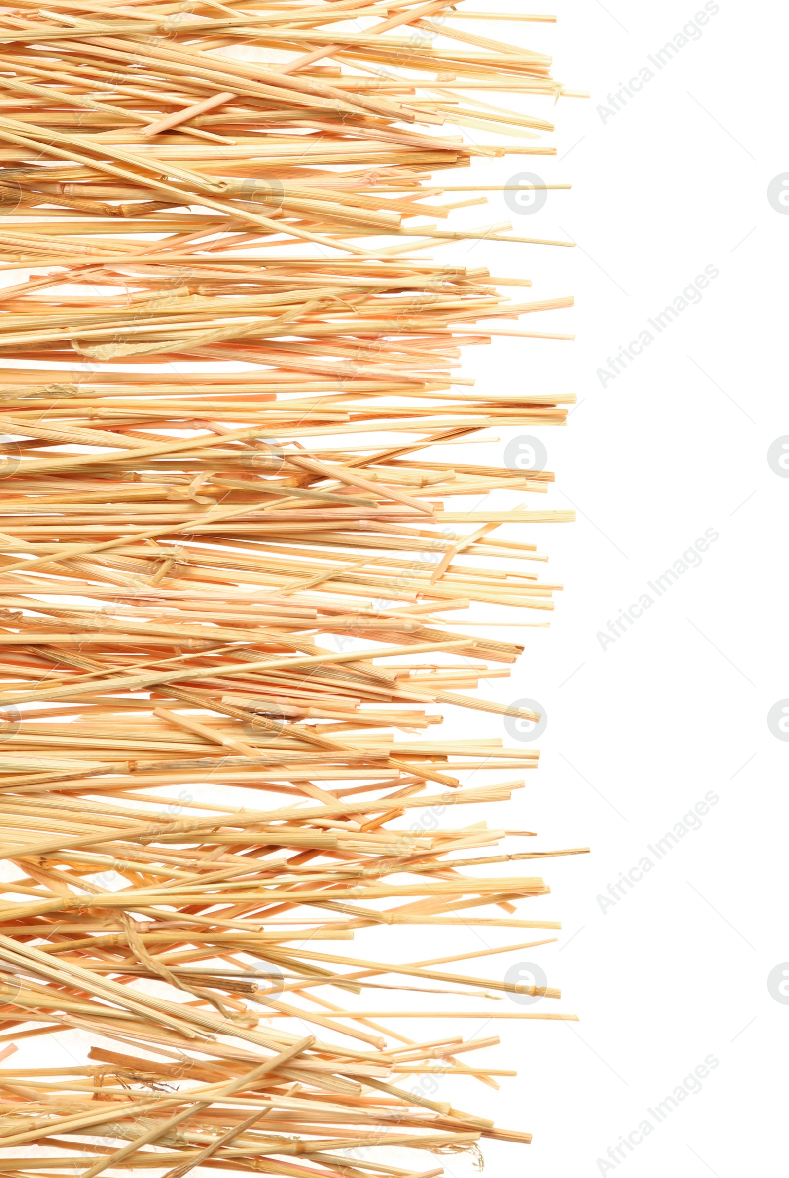 Photo of Dried hay on white background, top view