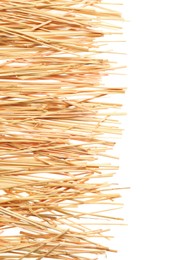 Photo of Dried hay on white background, top view