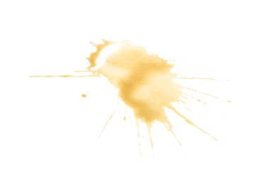 Photo of Dried coffee stain isolated on white, top view