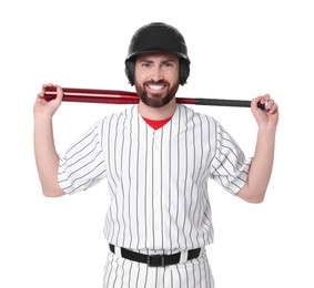Photo of Baseball player with bat on white background