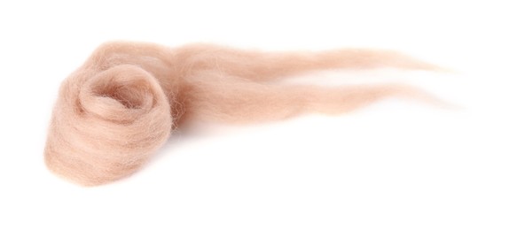 Photo of One beige felting wool isolated on white