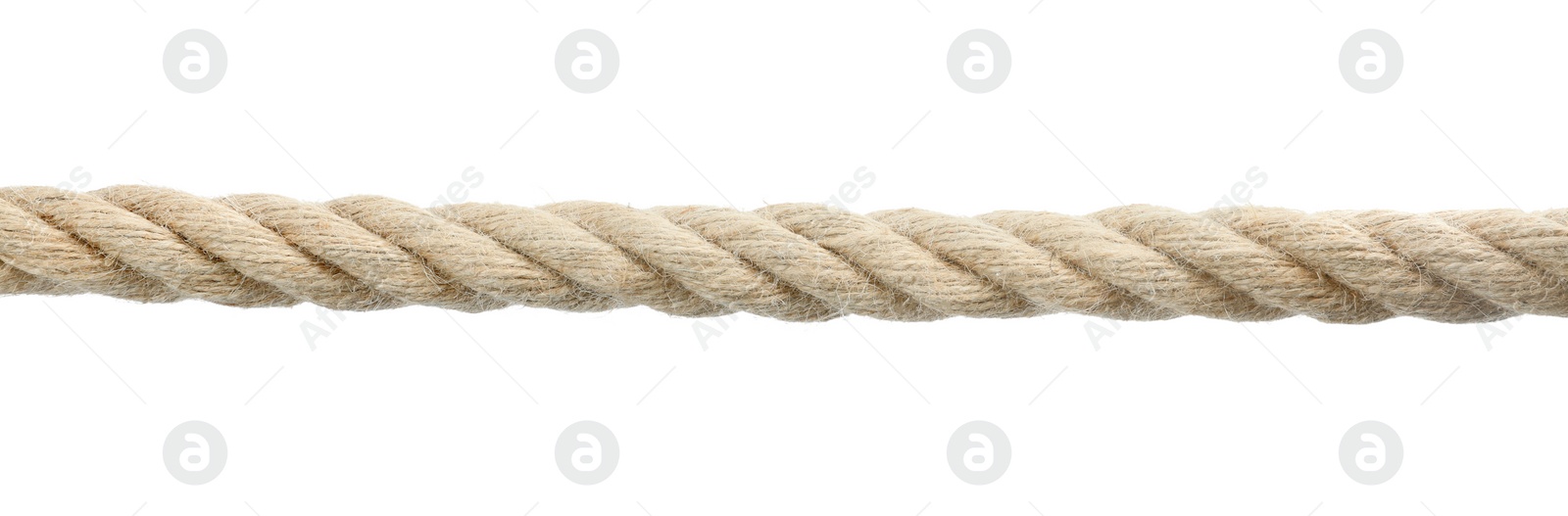 Photo of Hemp rope isolated on white. Organic material