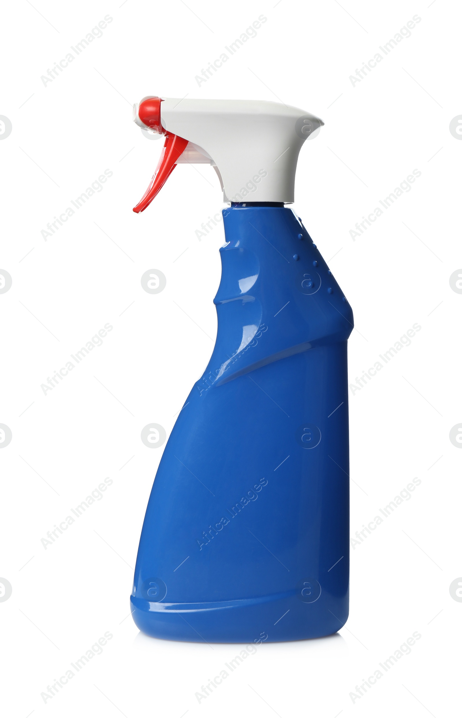 Photo of Blue spray bottle of cleaning product isolated on white