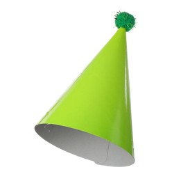 Photo of One green party hat isolated on white