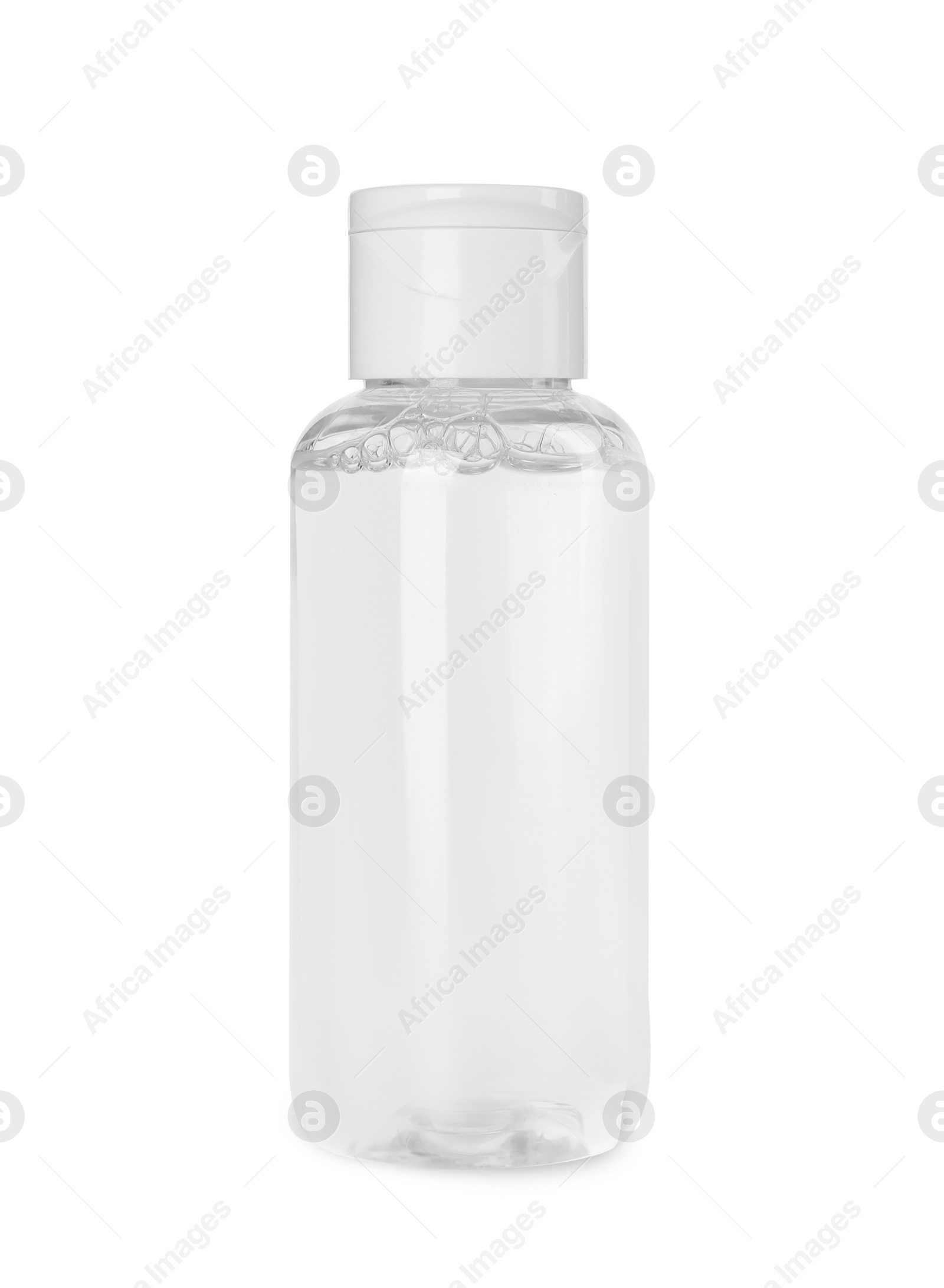 Photo of Bottle of micellar cleansing water isolated on white