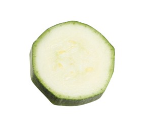 Photo of Slice of green ripe zucchini isolated on white