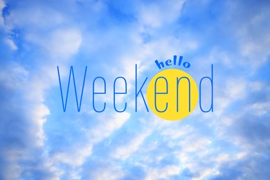 Image of Hello Weekend. View of beautiful blue sky with white clouds