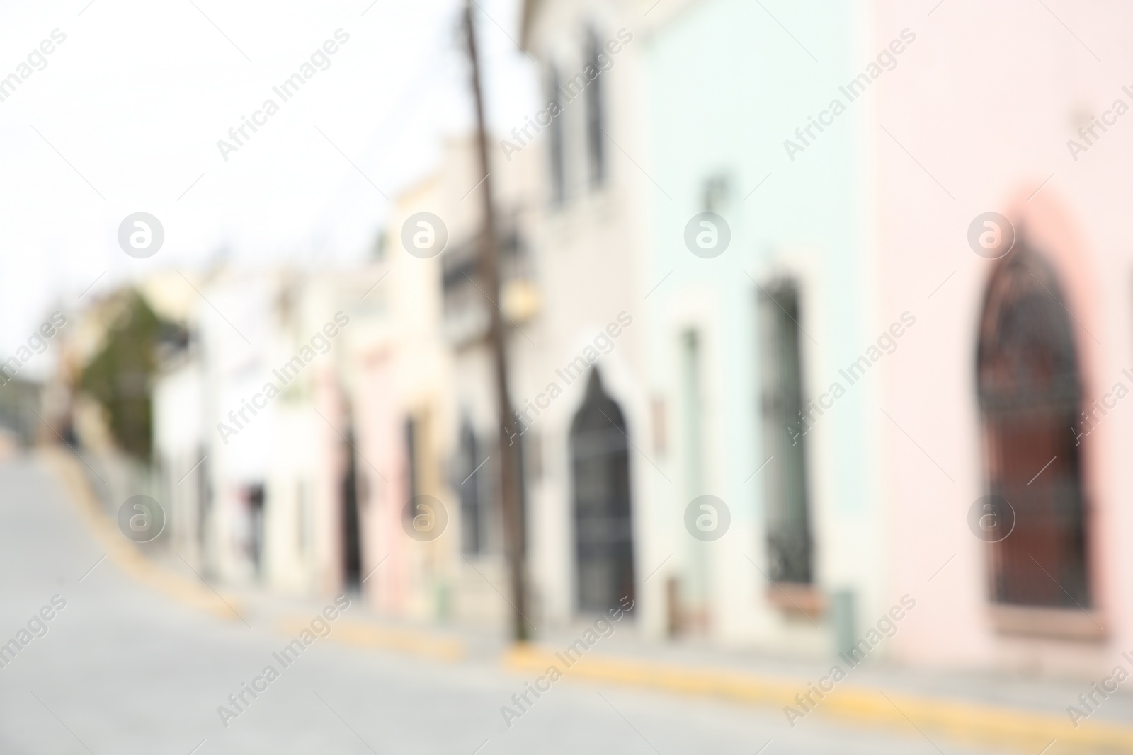 Photo of San Pedro Garza Garcia, Mexico – February 8, 2023: Blurred view of street with beautiful buildings