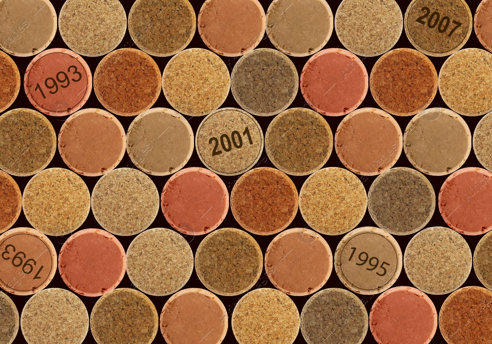 Image of Collection of different wine corks, flat lay