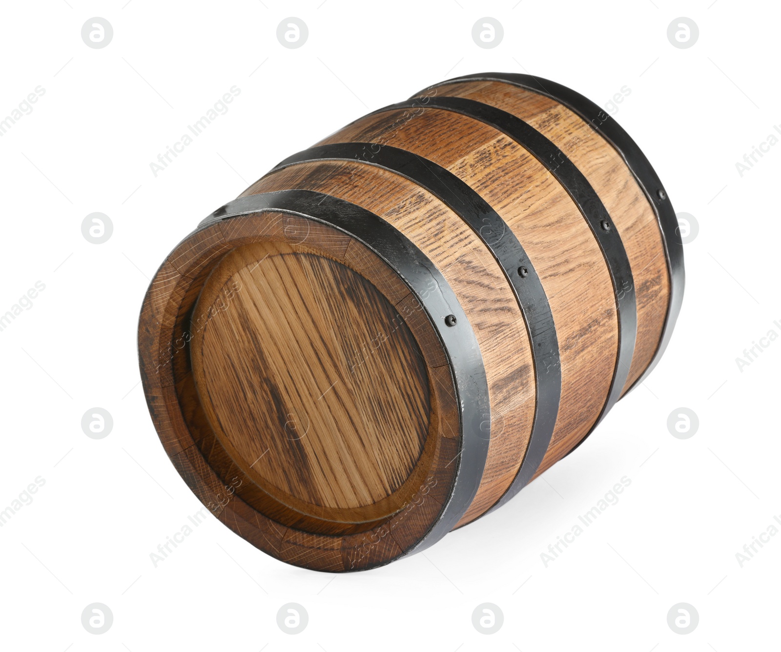 Photo of One traditional wooden barrel isolated on white