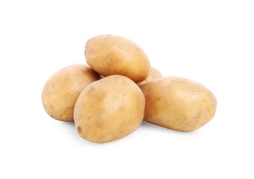 Photo of Tasty fresh organic potatoes on white background