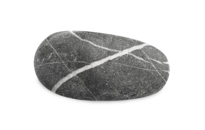 Photo of Grey spa stone isolated on white, top view