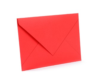 Photo of One red letter envelope on white background
