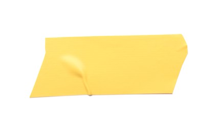 Photo of Piece of yellow insulating tape isolated on white, top view
