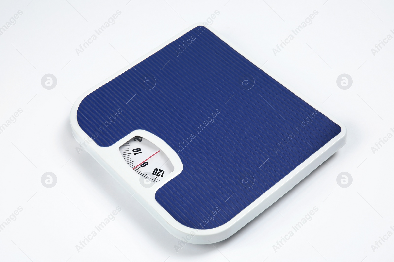 Photo of Modern scales isolated on white. Diet and weight loss