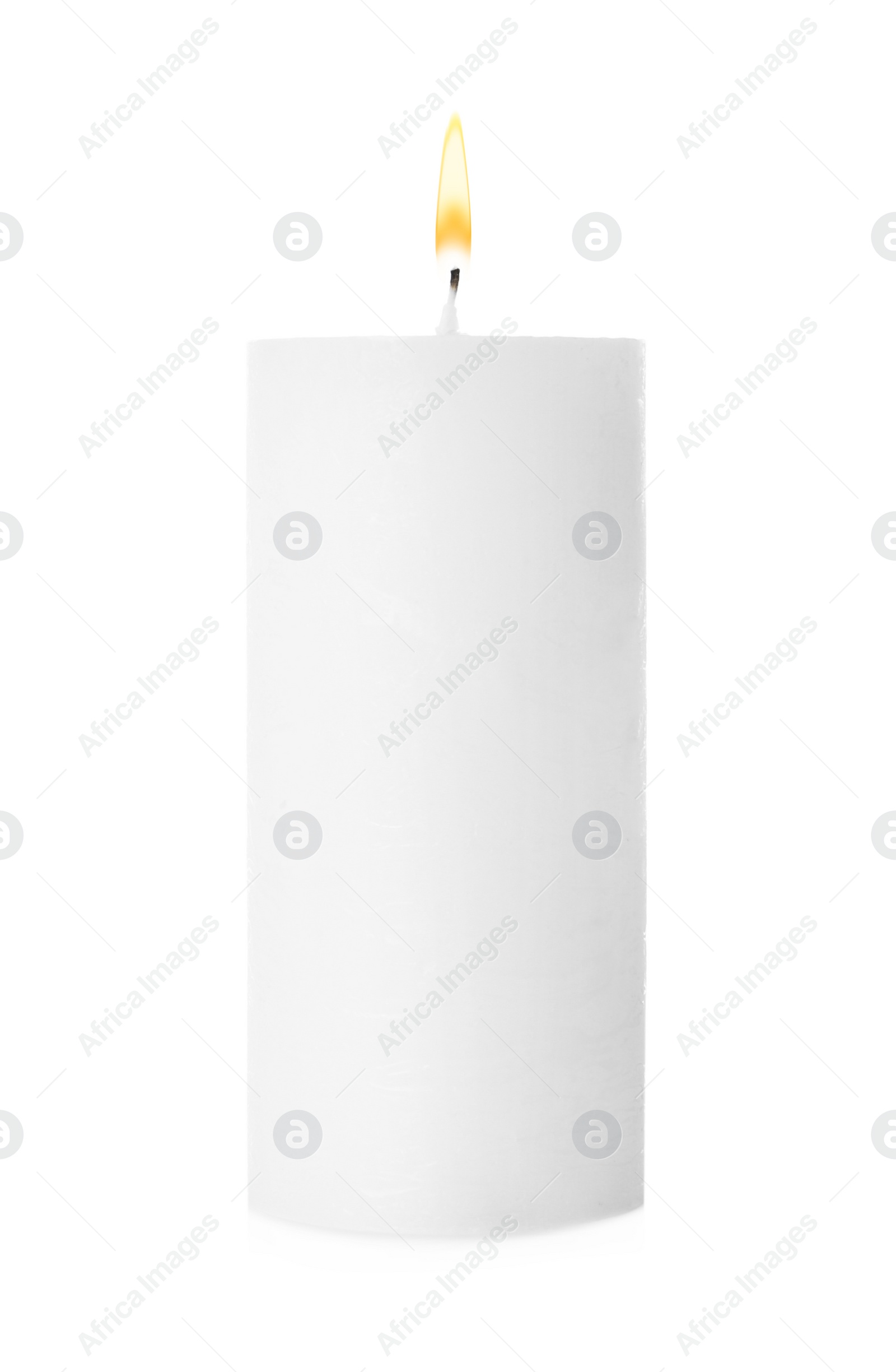 Photo of Large candle with wick isolated on white