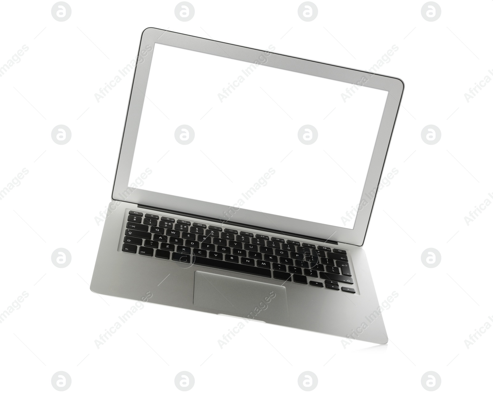 Photo of Laptop with blank screen isolated on white. Mockup for design