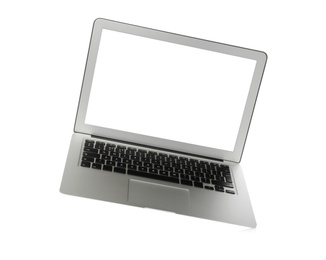 Laptop with blank screen isolated on white. Mockup for design