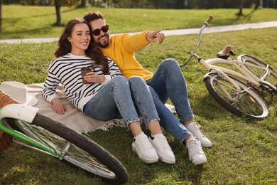 Beautiful young couple spending time together outdoors