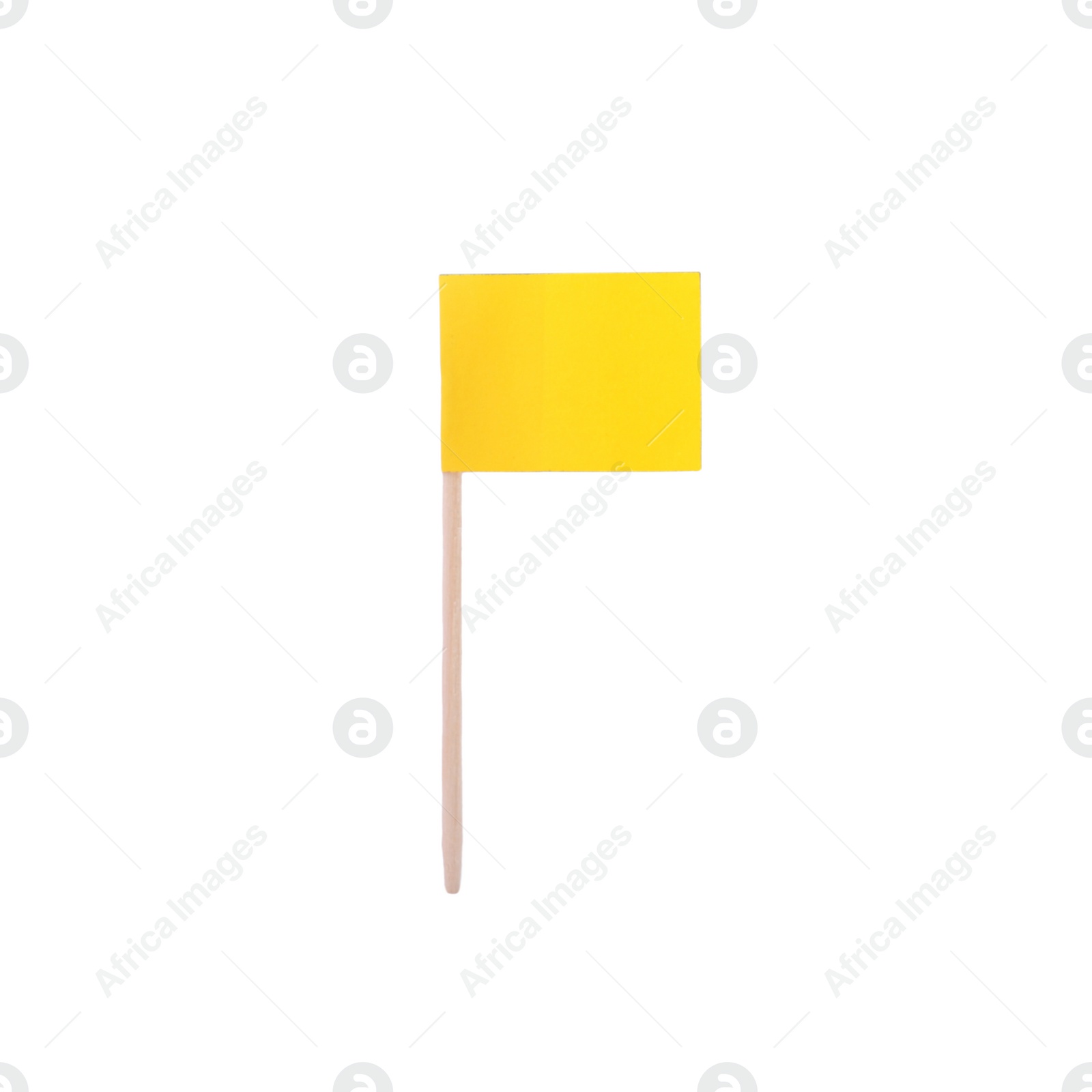 Photo of Small yellow paper flag isolated on white