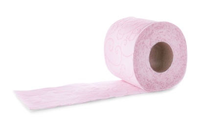 Roll of toilet paper on white background. Personal hygiene