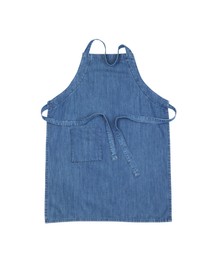 Denim blue kitchen apron isolated on white