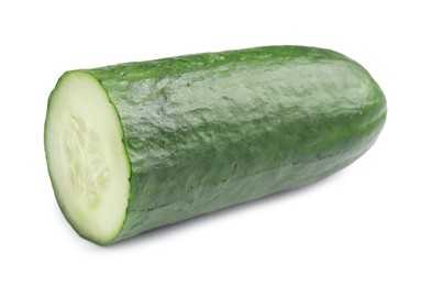 Photo of Half of long cucumber isolated on white