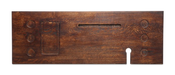 One wooden bathroom tray on white background