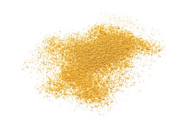 Dry curry powder isolated on white, top view