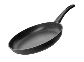 Empty modern frying pan isolated on white