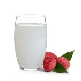 Photo of Freshly made lychee juice on white background