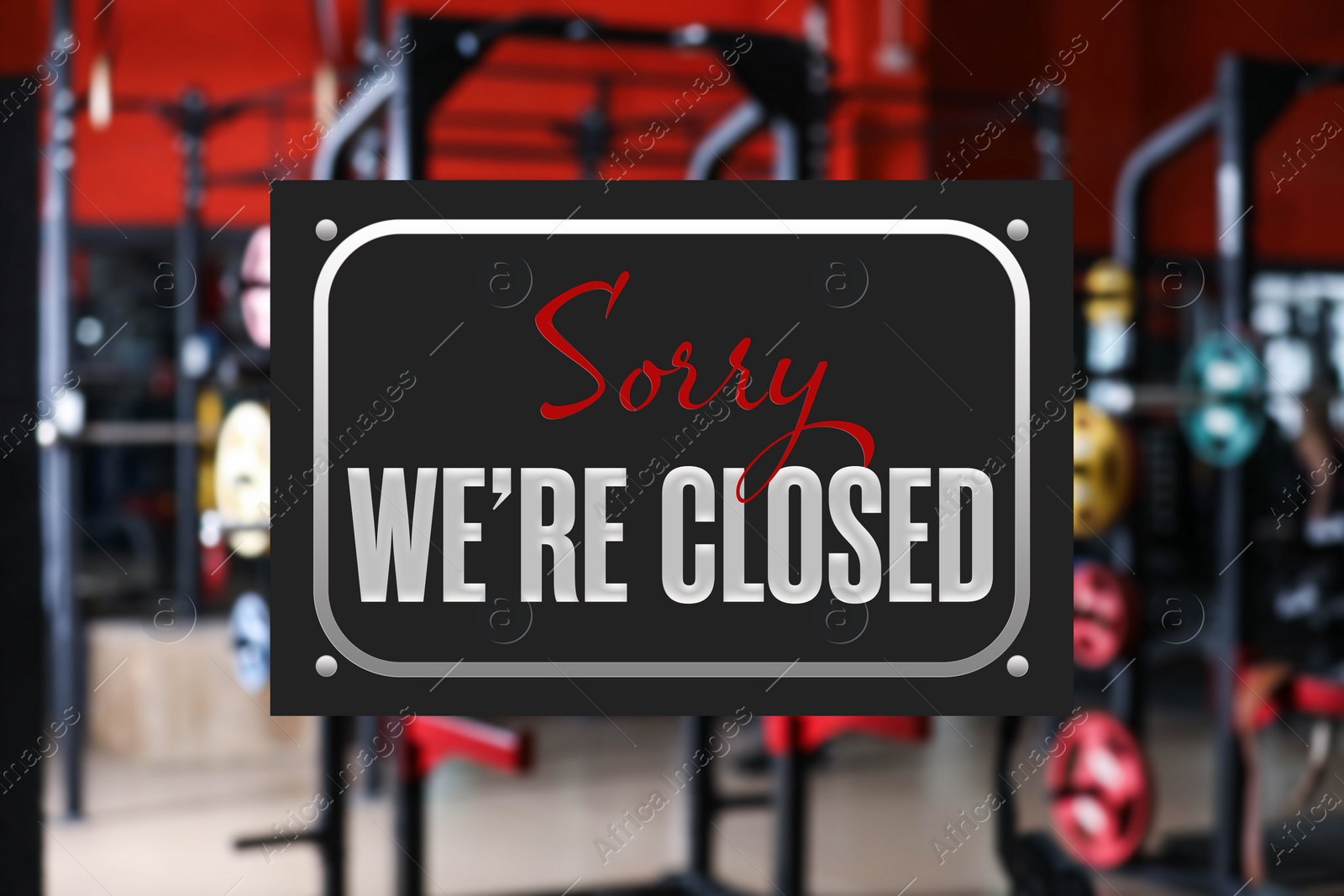 Image of Sorry we are closed sign against blurred background