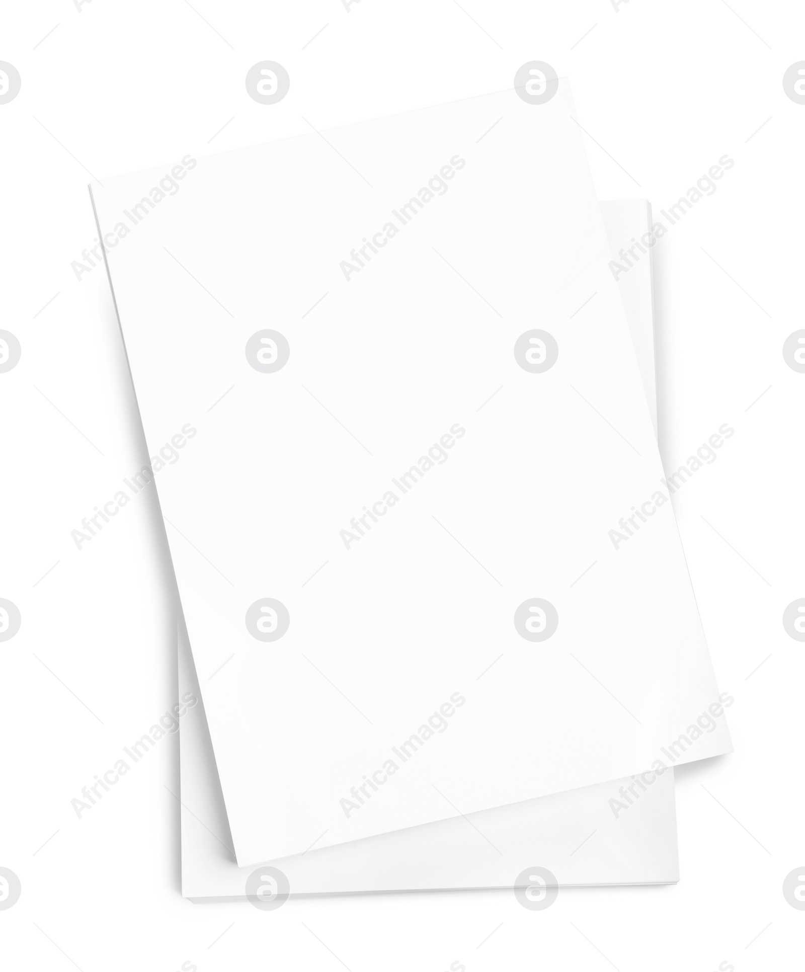 Photo of Stack of paper sheets on white background, top view