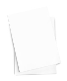 Photo of Stack of paper sheets on white background, top view