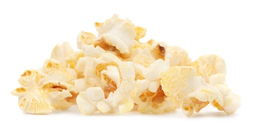 Fresh popcorn isolated on white. Tasty snack