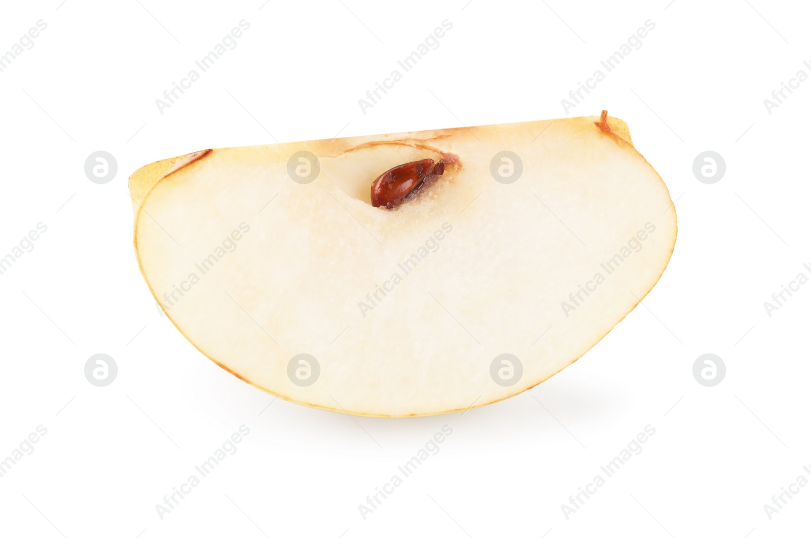 Photo of Slice of fresh apple pear isolated on white