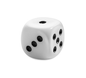 Photo of One dice isolated on white. Game cube